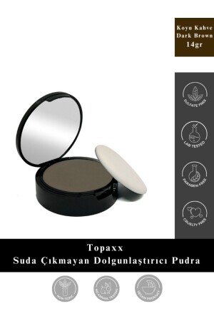 Suda Çıkmayan Koyu Kahve-dark Brown 14gr Saç Sakal Dolgunlaştırıcı Topik Pudra - 2