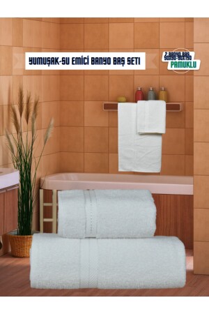 Sude 1 Adet Banyo Havlusu 90x140 1 Adet Baş Havlusu 50x90 Banyo Baş-hamam Seti SD2022 - 2