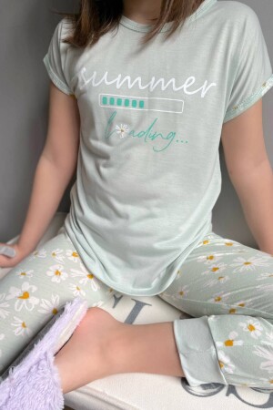 Summer Loading Baskılı Kısa Kollu Kız Çocuk Pijama Takımı 2345 - 4