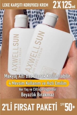 Sun Care Cream Leke Karşıtı Koruyucu Güneş Krem Spf50 125 ml 2 Adet AA59484 - 1