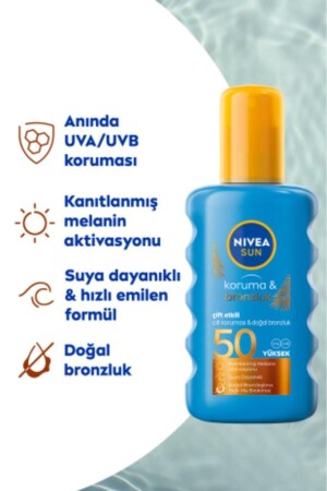 SUN Çift Etkili Yüksek Koruma ve Bronzluk Güneş Spreyi 200ml- SPF50- Doğal Bronzluk- Suya Dayanıklı - 7