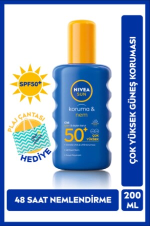 Sun SPF 50- Koruma & 48 Saat Nemlendirme Güneş Kremi 200 ml Sprey-Plaj Çantası Hediye - 2