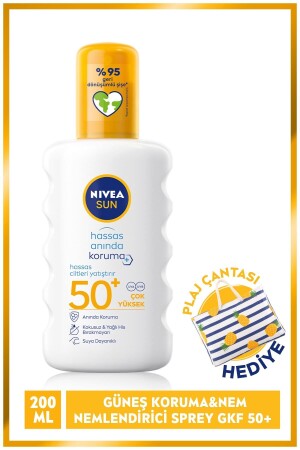 Sun Spf 50+ Hassas Anında Koruma Güneş Kremi 200 ml Sprey,plaj Çantası Hediye SET.NVE.868 - 1