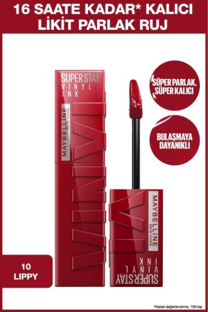 Super Stay Vinyl Ink Uzun Süre Kalıcı Likit Parlak Ruj 10 Lippy - 1