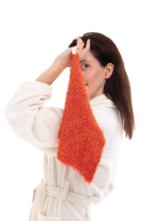 Superflexibler orangefarbener Bad-Luffa-Dusch-Luffa, geeignet für alle Hauttypen – Unisex 30 x 40 cm LSLIFTURUNCU - 9