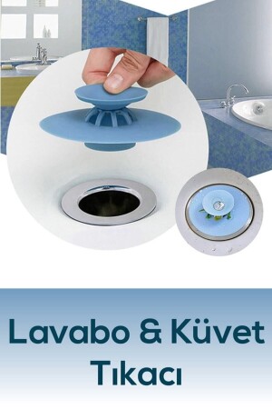 Süzgeçli Basmalı Silikon Lavabo Ve Küvet Yuvarlak Lavabo Tıkacı - 7