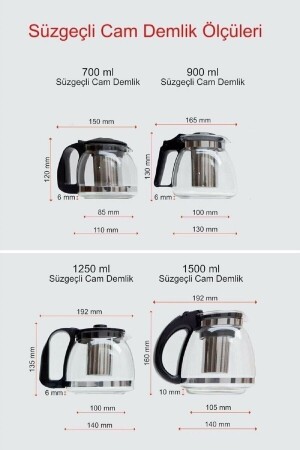 Süzgeçli Cam Demlik 900 ml Çay- Bitki Çayı Demliği Fma888825 YAKUT-8882 - 6