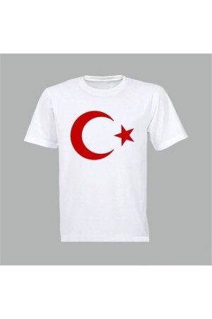 T-Shirt mit türkischer Flagge, Halbmond und Stern, kurzärmeliges T-Shirt mit Halbmond- und Stern-Aufdruck, - 1