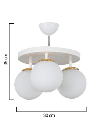 Tablett Weißer 3-teiliger weißer Kugelglas-Kronleuchter SEF125 - 6