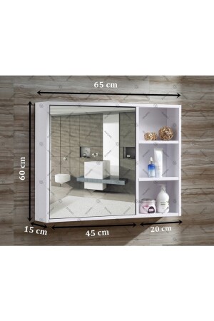 Taç Dekorasyon Banyo Dolabı Aynalı Üst Modülü Taç-Dek067162 - 5