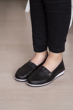 Täglich weiche Damen-Ballerinas aus Leder mit Löchern und Kordelzug 6006 - 4