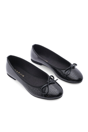 Tägliche Ballerinas für Damen, Metallic-Ballerinas mit runder Zehenpartie, Adusa Black Croco - 5