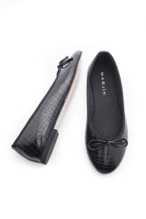 Tägliche Ballerinas für Damen, Metallic-Ballerinas mit runder Zehenpartie, Adusa Black Croco - 7