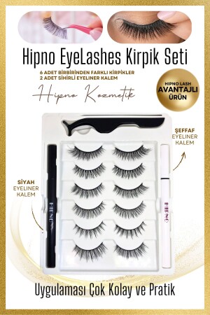 Takma Kirpik Seti 6farklı Model Eyeliner Yapıştırıcılı 3d Takma Kirpik - 3