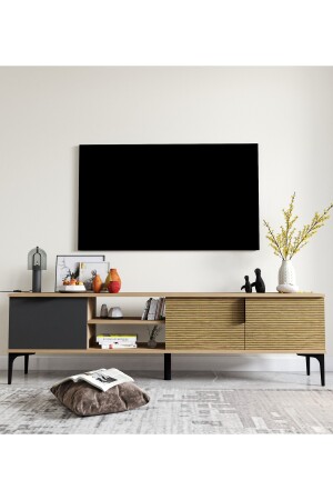 Tarz Raflı 180 Cm Metal Kulp Tv Ünitesi (sepet - Antrasit) TRZ007 - 4