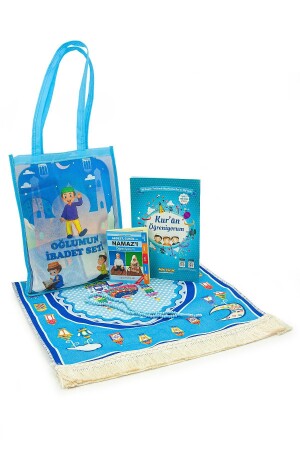 Tasche Korankurs Elif Ba Buch Kinder Gebetsmatte Anbetungsset Blau - 1