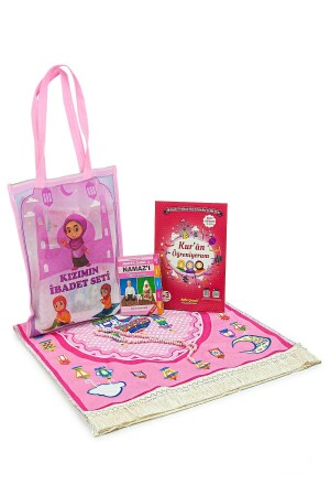 Tasche Korankurs Elif Ba Buch Kinder Gebetsmatte Anbetungsset Rosa - 2