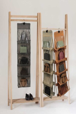 Taschen-Organizer zum Aufhängen, Schrank-Organizer mit 10 Taschen (grau) - 4