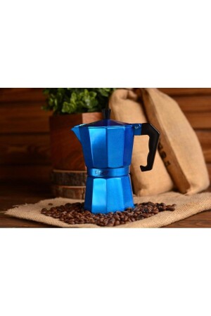 Taşev T1195 Piccolo Moka Pot 6 Fincan Mavi (ALÜMİNYUM) - 3