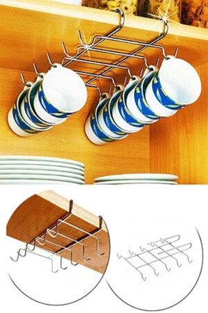 Tassenaufhänger mit 10 Haken unter dem Regal – Tassenaufhänger mit Haken – im Schrank - 2