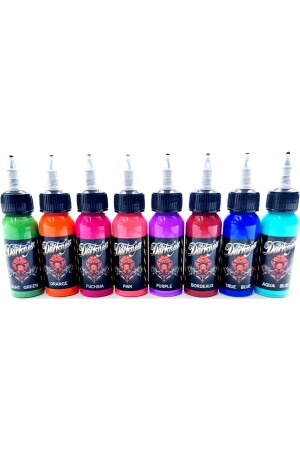 TATTOO-FARBSTOFF-SET DARKNESS 8 FARBEN JEDE FARBE 30 ML - 1