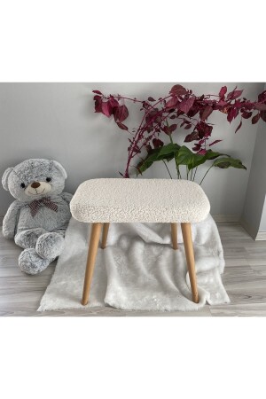 -Teddy Stoff dekorative Hocker Bank Make-up-Stuhl mit Holzbeinen - 2