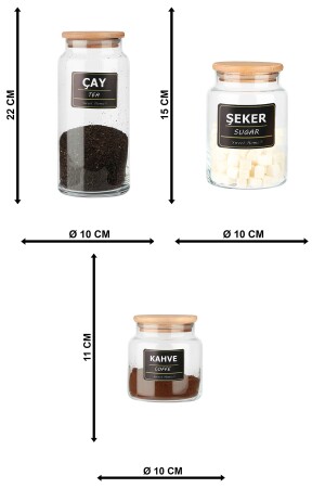 Tee-, Kaffee- und Zuckerglas-Set. - Vakuum-Holzabdeckung, Ständer und Etikett – LuxSeri - 6