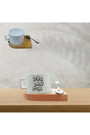 Teetasse im Dar-lan-dum-Design mit Holztablett - 3