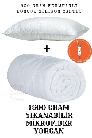 Tek Kişilik Microfiber Yorgan Seti 1 Adet Fermuarlı %100 Boncuk Silikon Yastık 50x70 Cm sahinhome-ty1000 - 1