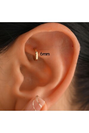 Tek Küpe (Çift değildir) Daith Tragu Helix Altın Küpe 6mm Piercing Küpe Halka Küpe 0-35gram - 5