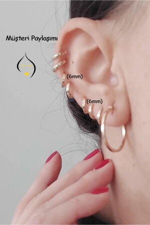 Tek Küpe (Çift değildir) Daith Tragu Helix Altın Küpe 6mm Piercing Küpe Halka Küpe 0-35gram - 6