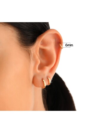 Tek Küpe (Çift değildir) Daith Tragu Helix Altın Küpe 6mm Piercing Küpe Halka Küpe 0-35gram - 8