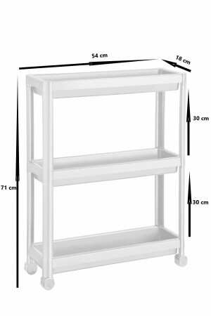 Tekerlekli Dikdörtgen 3 Katlı Raf Ünitesi - Banyo Mutfak Düzenleyici Organizer Raf - Modern Raf Ünit - 4