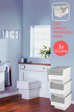 Tekerlekli Eşya Ve Erzak Kutusu Motek Organizer Kutu 3 Katlı Motek (3X12LT) Ongu081y - 3