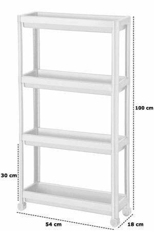 Tekerlekli Raf Ünitesi 4 Katlı Mutfak Rafı Banyo Rafı Banyo Düzenleyici Dar Alan Organizer Beyaz - 7