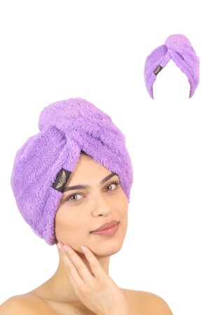 Tekli Paket Mikrofiber Saç Havlusu – 2 Düğmeli Saç Kurutma Bonesi – Baş Havlusu Heriya-Towel-1Pcs - 1