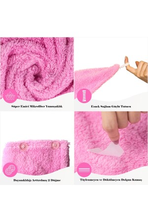 Tekli Paket Mikrofiber Saç Havlusu – 2 Düğmeli Saç Kurutma Bonesi – Baş Havlusu Heriya-Towel-1Pcs - 4