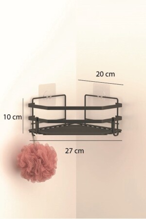 Teknotel 2-teiliges Badezimmer-Eckregal mit Klebehaken, mattschwarz, St277h, ST277 - 5