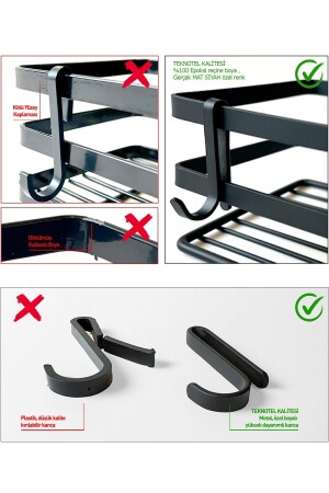 Teknotel 2-teiliges Badezimmer-Eckregal mit Klebehaken, mattschwarz, St277h, ST277 - 6