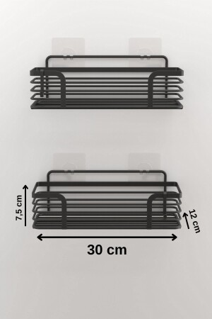 TEKNOTEL ADHESIVE 2 STÜCK BADEZIMMERREGALE MIT HAKEN MATTSCHWARZ ST284H - 5