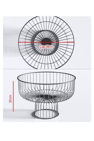 TEKNOTEL METAL MEYVE SEPETİ ORGANİZER SEPET MAT SİYAH MG527 - 6