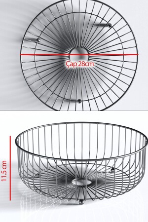 Teknotel Metal Organizer Düzenleyici Sepet Meyve Sepeti Mat Siyah Mg528 - 8