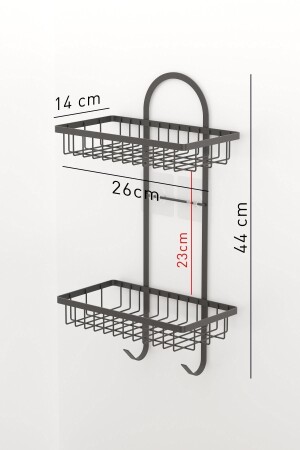 Teknotel Yapışkanlı Iki Katlı Kancalı Banyo Rafı Mat Siyah St308 11.ST.308.02 - 5