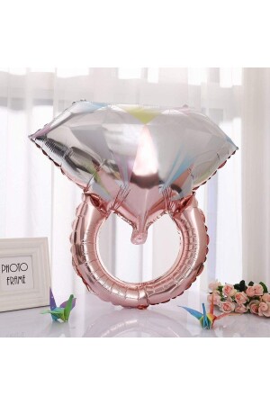 Tektaş Yüzük Rose Gold Renkli Elmas Folyo Balon Bekarlığa Veda Partisi Bride To Be Evlilik 66x60 Cm - 2