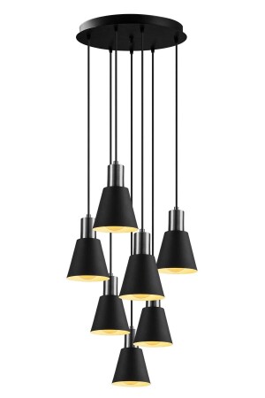 Tend Special Design Wohnzimmer – Küche – Café Modern Metall Schwarz 7-teilige Pendelleuchte Kronleuchter Trend7'liesk. Stalaktit - 1