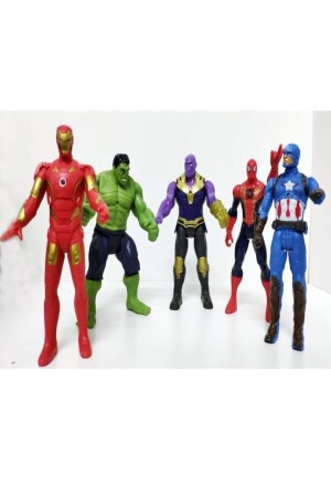 Thanos Örümcek Adam Ironman Hulk Oyuncak Işıklı 5li Set 15 Cm 297018650 - 5