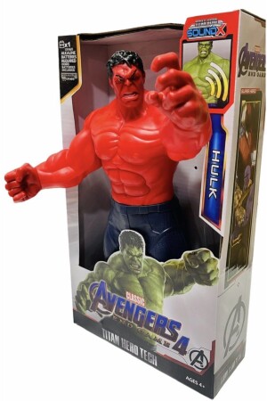 The Hulk Kırmızı Renk Red Hulk Işıklı Sesli Figür Kahraman Oyuncak 30 cm vel331 - 6