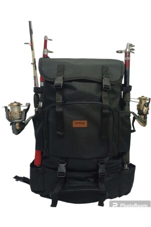 Thermo-Bodenfach (schwarz). Camping- und Angelrucksack mit seitlicher Angelrutenbefestigung. Maße: 62 x 41 x 22 cm - 2