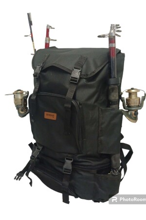 Thermo-Bodenfach (schwarz). Camping- und Angelrucksack mit seitlicher Angelrutenbefestigung. Maße: 62 x 41 x 22 cm - 8