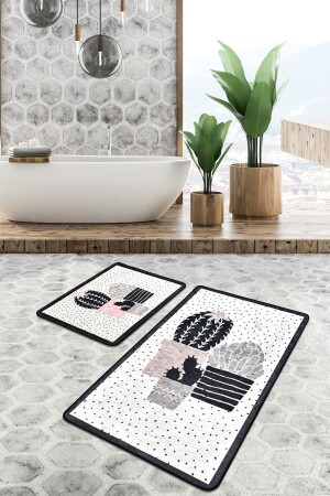 Three Cactus Djt 2 Li Set Banyo Paspası Kaymaz Tabanlı Klozet Takımı - 2